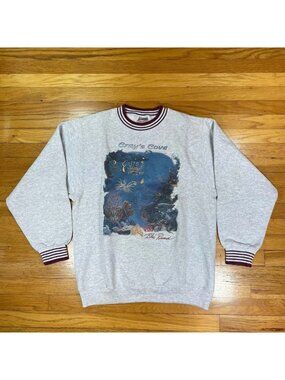 VTG 90s Crays Cove Coral Reef Oneita Sweatshirt MADE IN USA Grey Mens Sz Medium